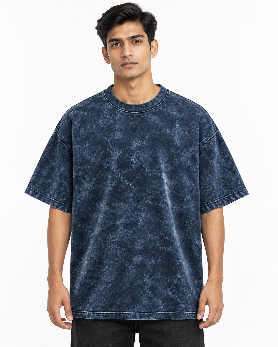 Midnight Tide Navy Acid Washed Oversized T-Shirt