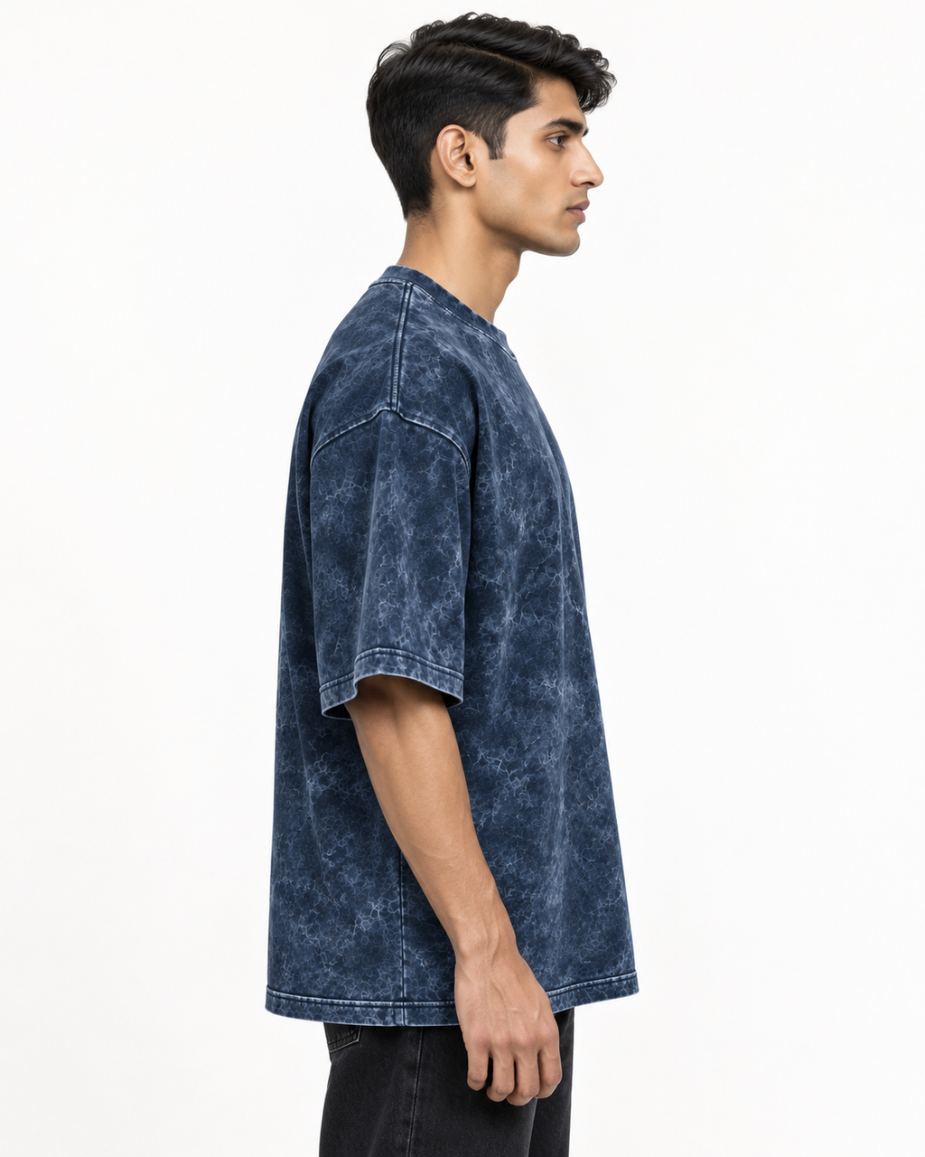 Midnight Tide Navy Acid Washed Oversized T-Shirt
