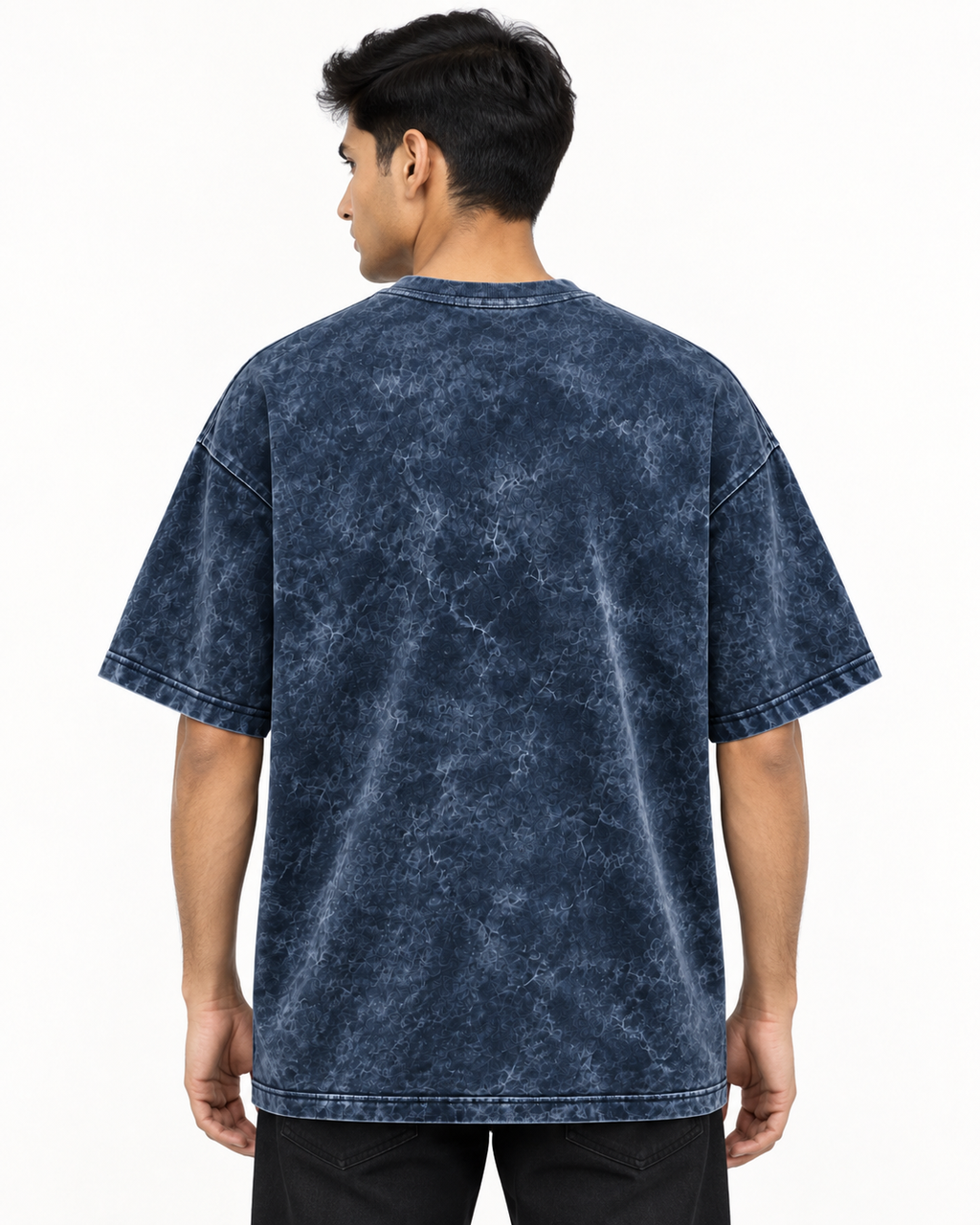 Midnight Tide Navy Acid Washed Oversized T-Shirt