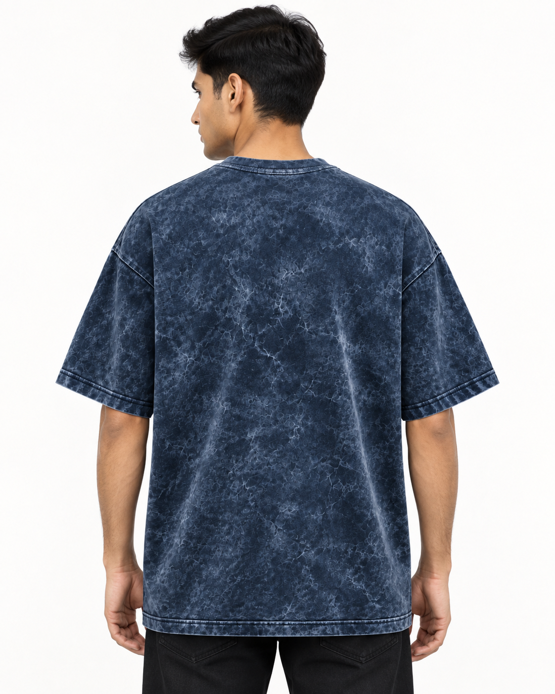 Midnight Tide Navy Acid Washed Oversized T-Shirt